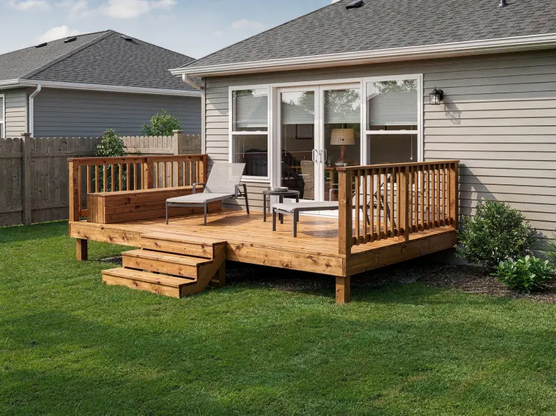 Small deck design with compact seating