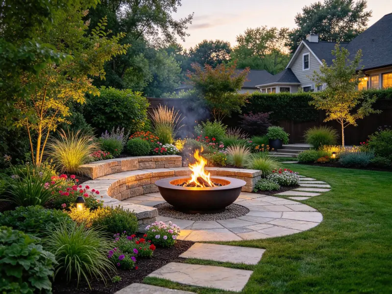 Garden fire pit design idea