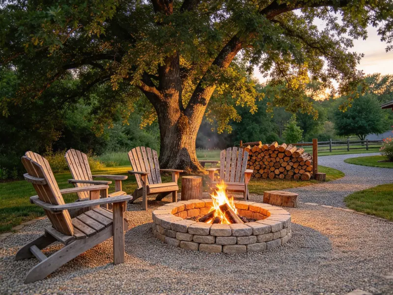 Rustic backyard fire pit design idea