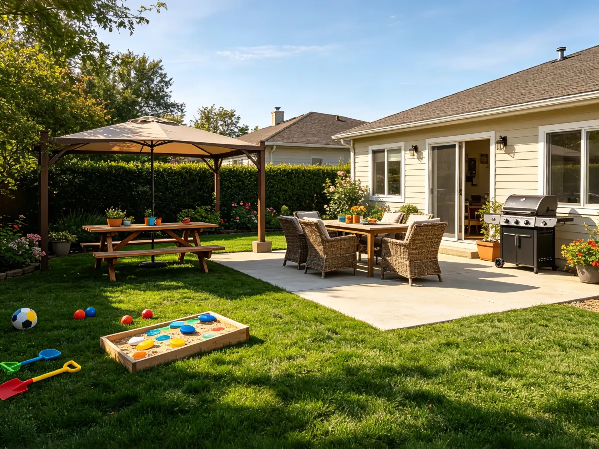 AI landscape design concept created from a garden photo