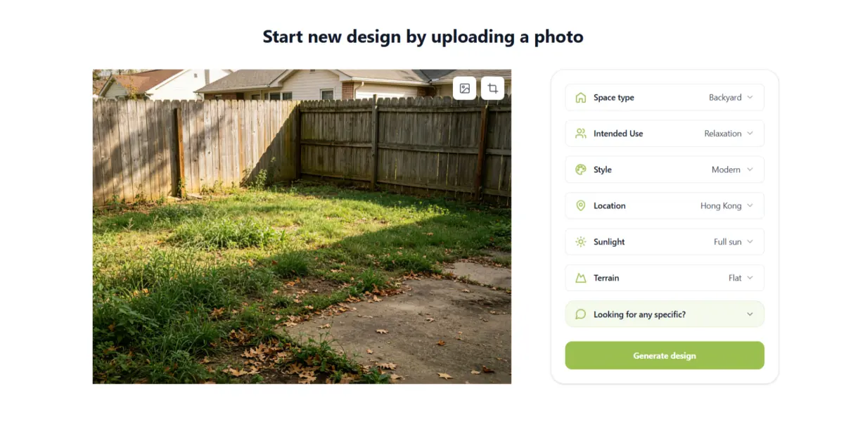 Uploading and cropping an outdoor-space image