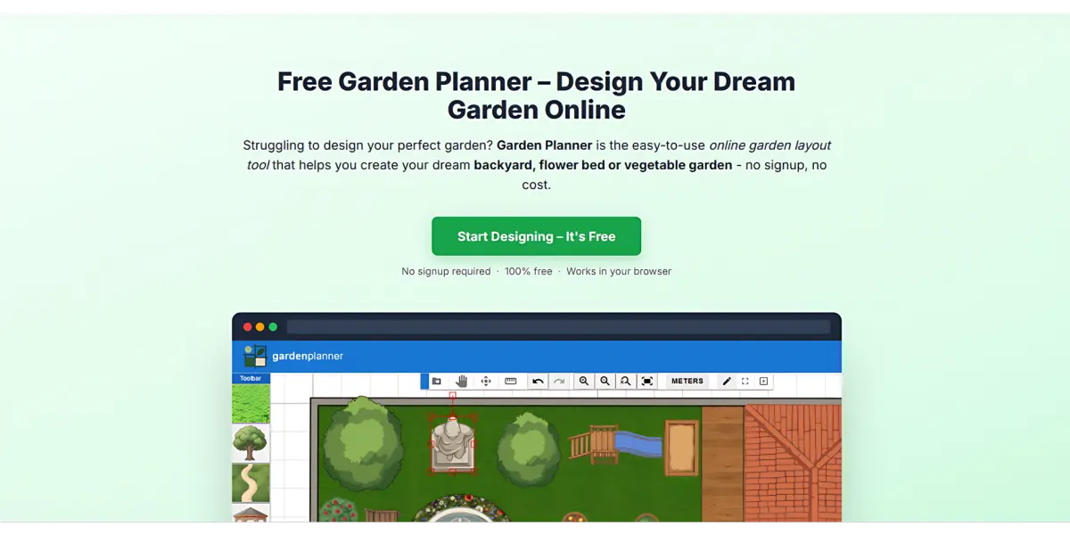 Garden Planner Online planning tool interface
