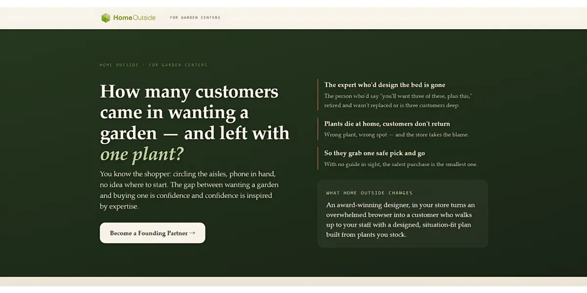 Home Outside mobile garden planner interface
