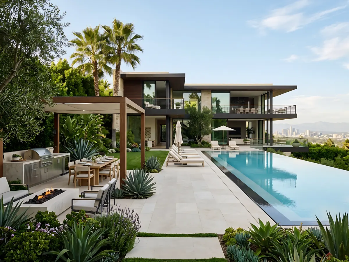 AI landscape design generated from a backyard photo