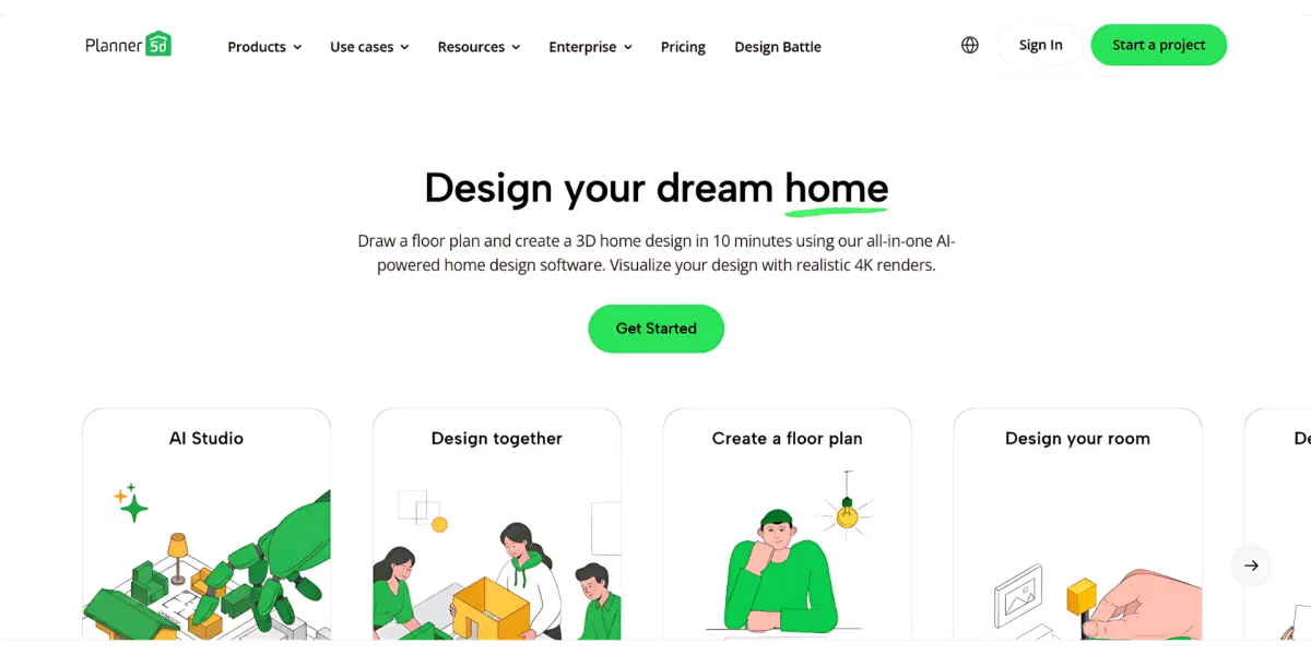 Planner 5D home design platform interface