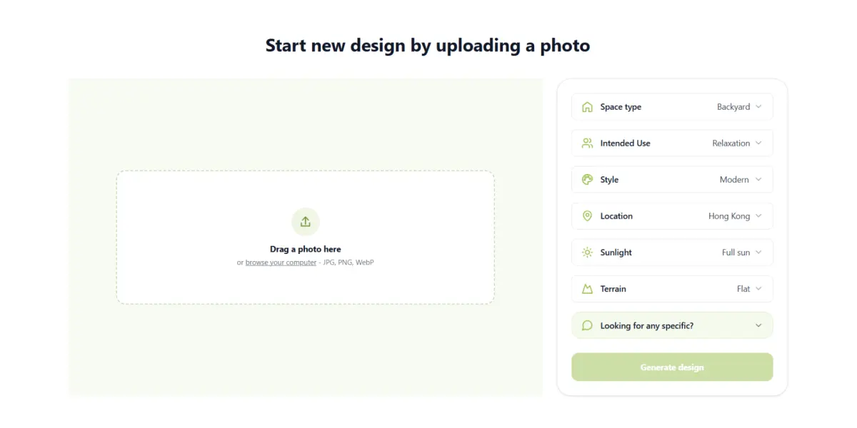 How to use Landscape Design AI in three steps