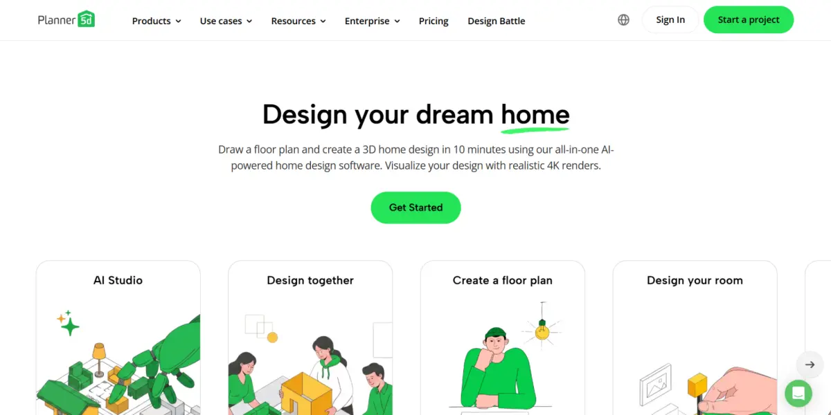 Planner 5D best for broader 3D home planning
