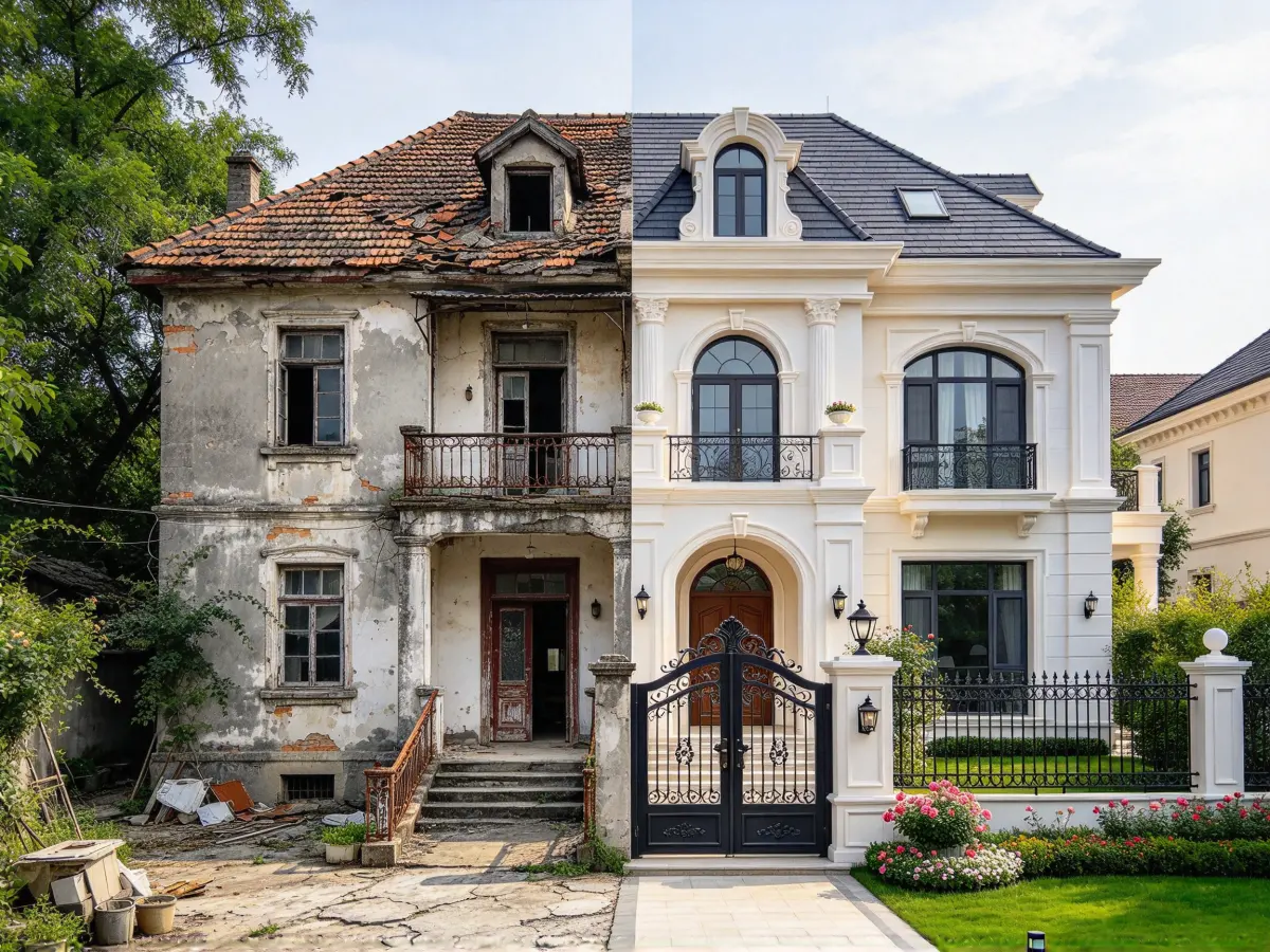 A home inspector reviewing the condition of an older house