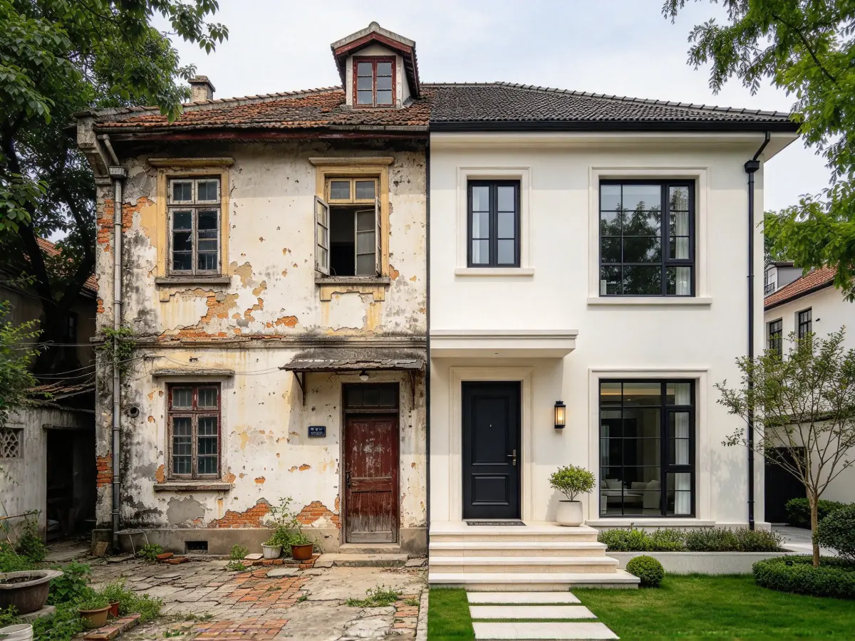 An older home with distinctive architecture requiring a careful renovation approach