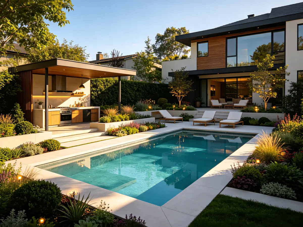 Backyard landscape design with functional outdoor living zones