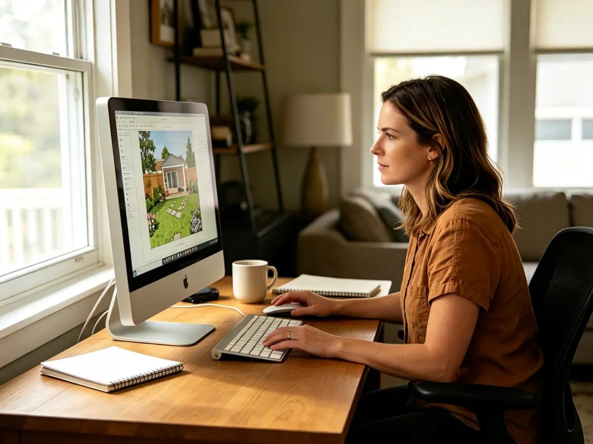 Free AI landscape design tool creating a concept from a photo
