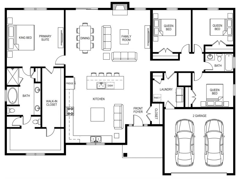 2D floor plan before conversion to 3D