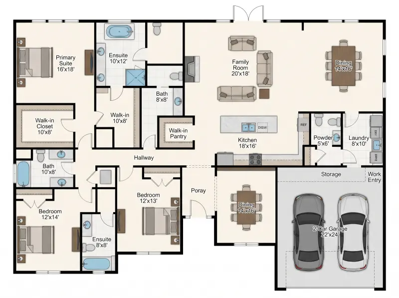 Readable floor plan layout and labels