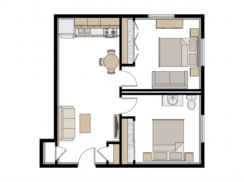Interior designer floor plan before rendering