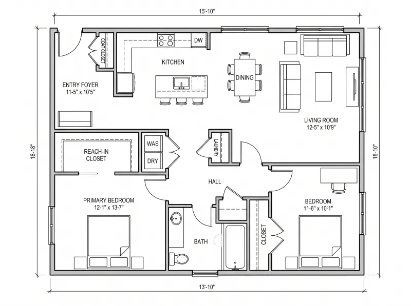 Real estate floor plan before rendering