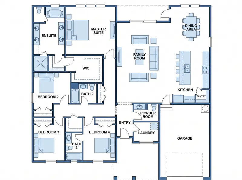 Residential floor plan before rendering
