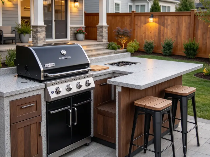 Built-In Grill with Bar Seating