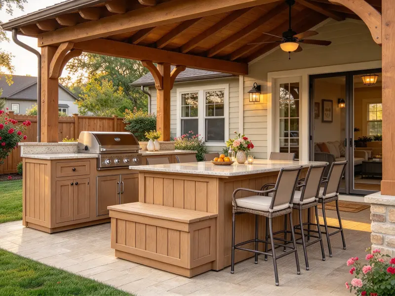 Outdoor Kitchen Island for Family Dining