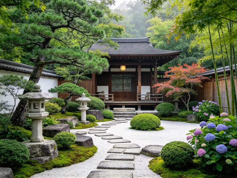 Stone lantern detail in an Asian garden