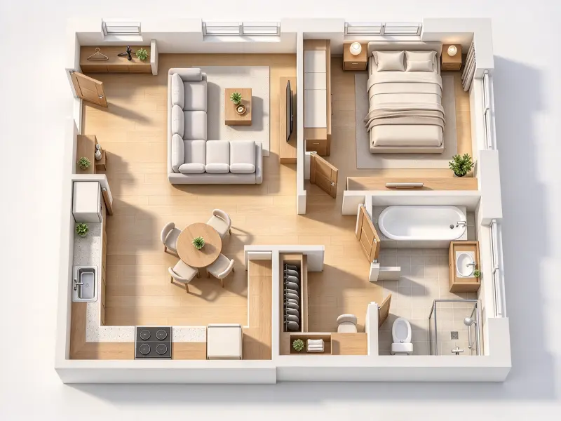 Natural light, pale wood and warm interiors