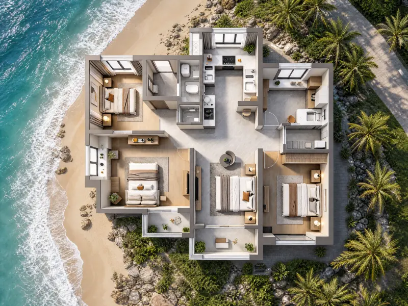 Beach and coastal surroundings